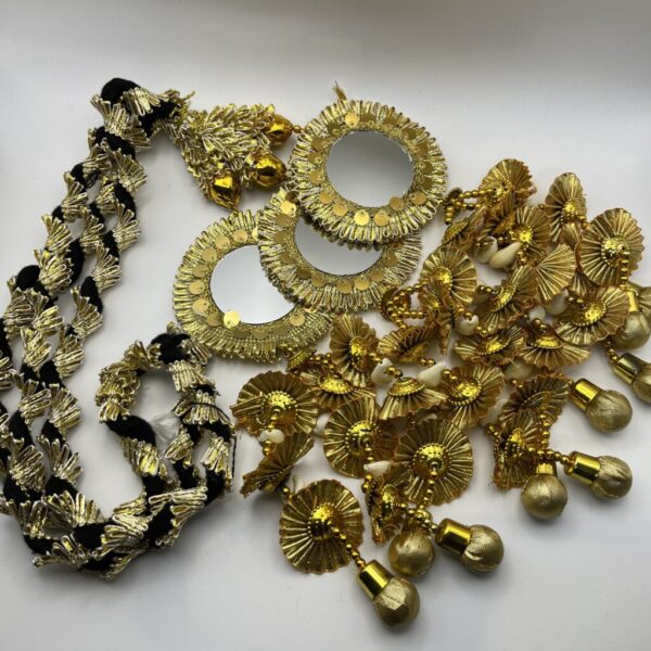Gold Coloured Paranda with Round Mirrors & Ghota Dori