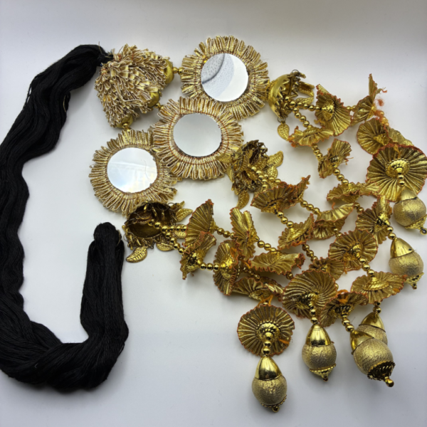 Gold Coloured Paranda With Round Mirrors, Gold Coloured Domes